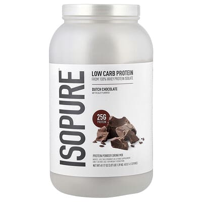 Isopure Zero Carb Protein Powder Nature’s Best Low Carb 100% Whey Protein Isolate, Dutch Chocolate