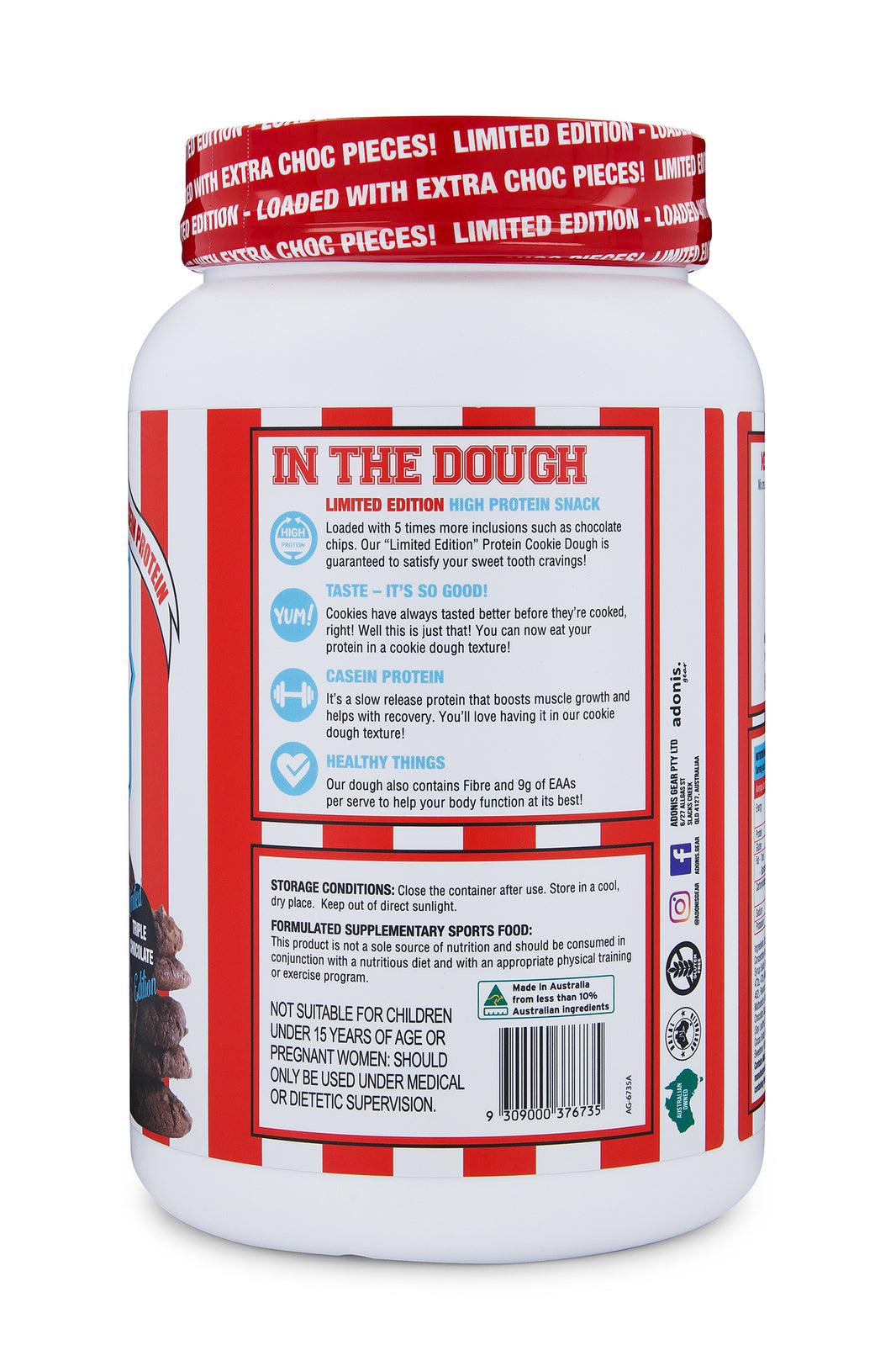 ADONIS PROTEIN COOKIE DOUGH 1KG TRIPLE CHOCOLATE