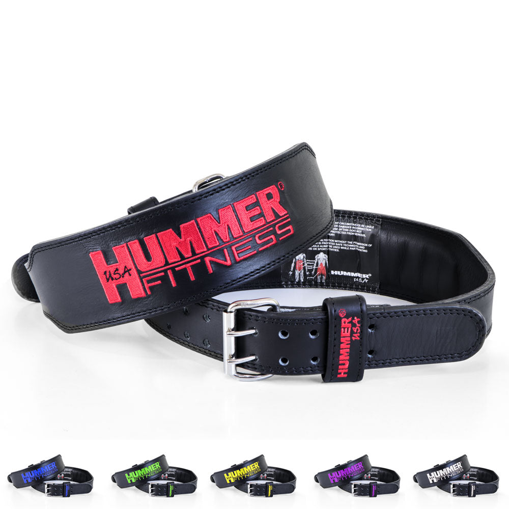 HMR USA Fitness 1993-01 حزام جلد أسود/أحمر (مقاس XS)
