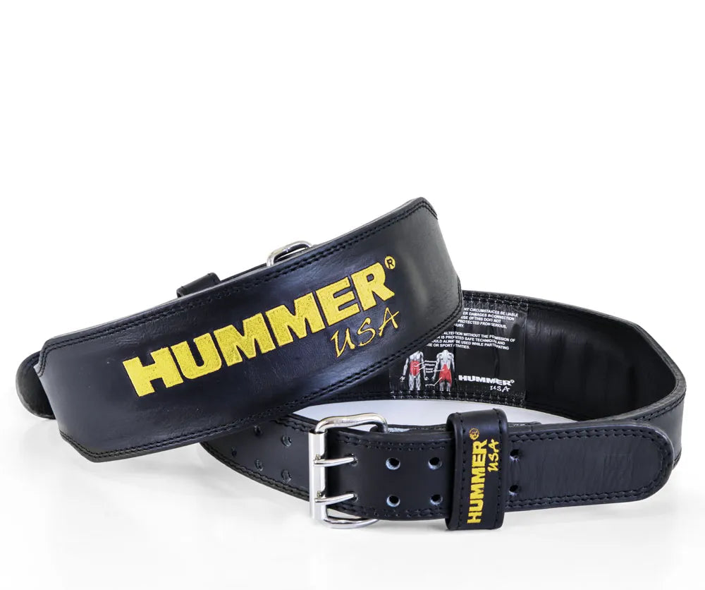 HMR USA FITNESS 1993-01 حزام جلدي أسود/أصفر (صغير جداً)