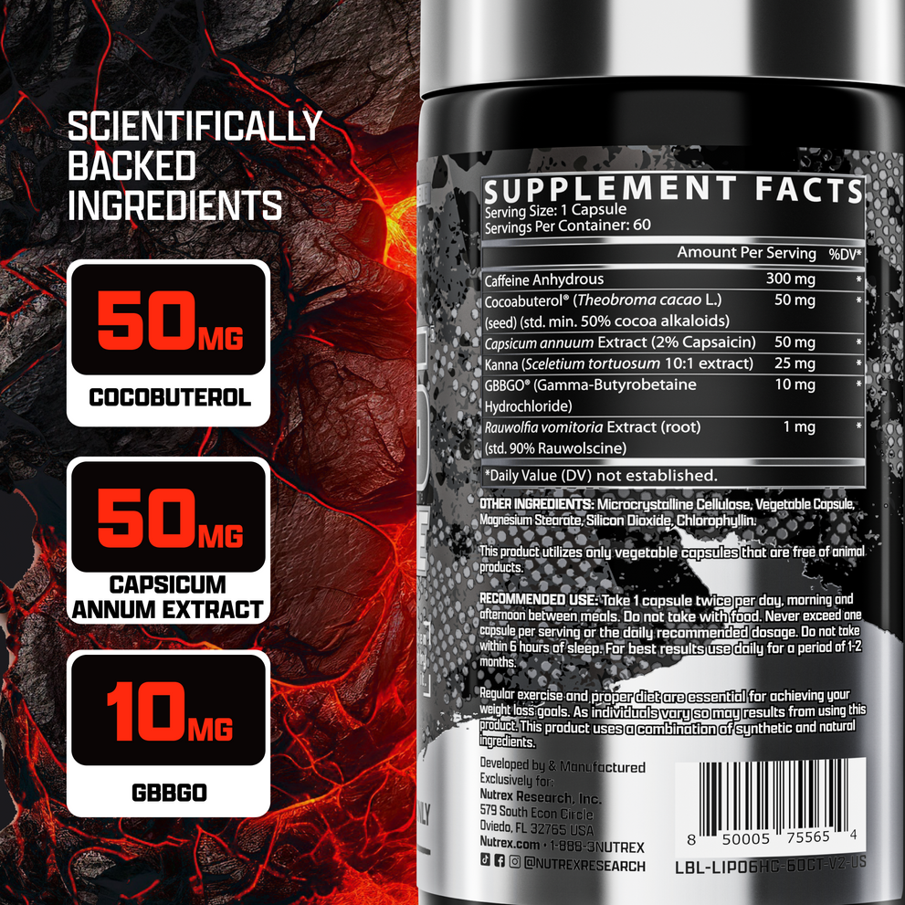 Nutrex Research Lipo-6 Hardcore، 60 كبسولة أقصى حارق حراري للدهون
